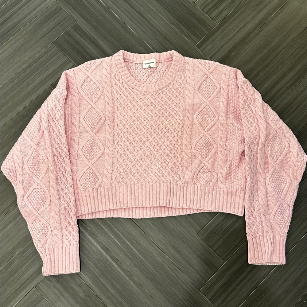 Sunday Best (Aritzia) Pink Cable Knit Sweater